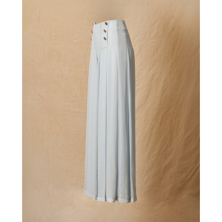 Pantalon bleu à volants Edward Achour