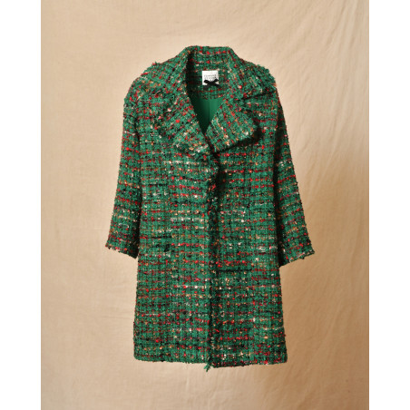 Manteau en tweed vert Edward Achour