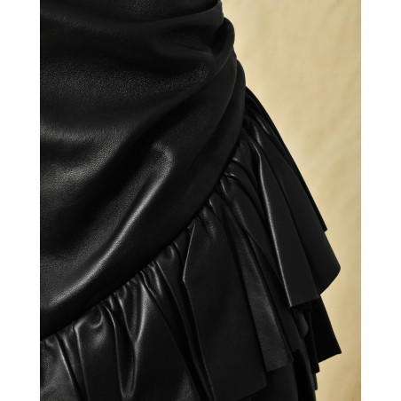 Jupe en cuir noir Balmain