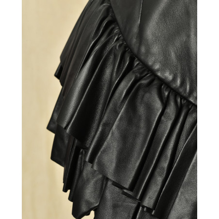 Jupe en cuir noir Balmain