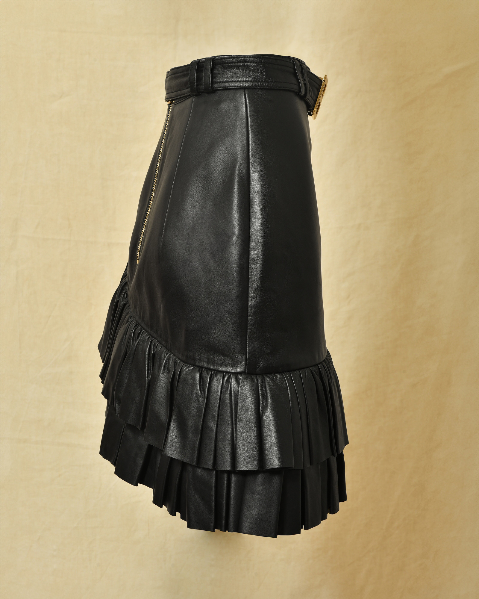 Jupe en cuir noir Balmain