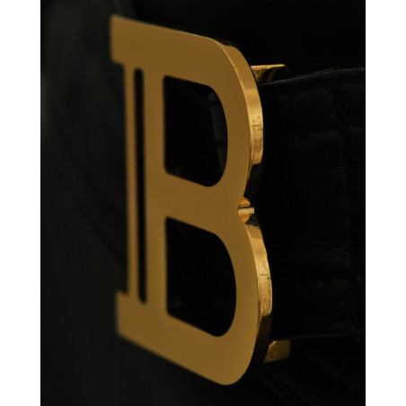 Jupe en cuir noir Balmain