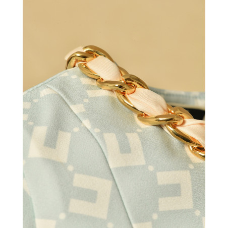 Robe bleu à col chaîne et foulard Elisabetta Franchi