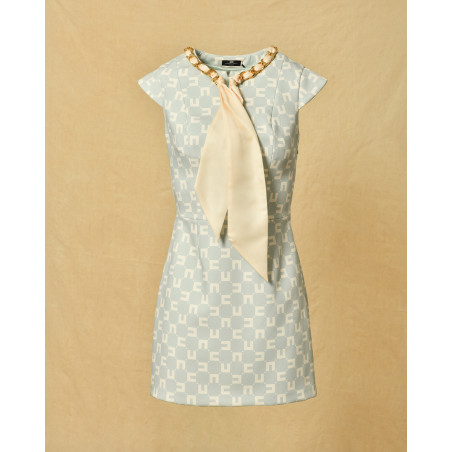 Robe bleu à col chaîne et foulard Elisabetta Franchi