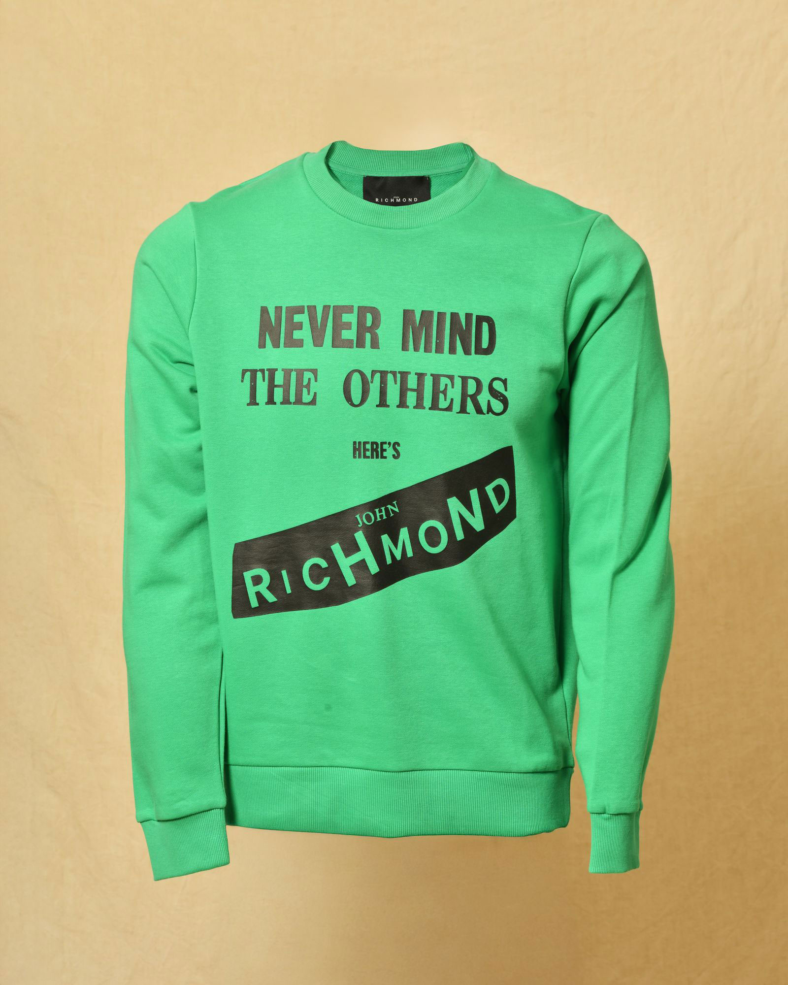 Sweat vert à inscription noire John Richmond