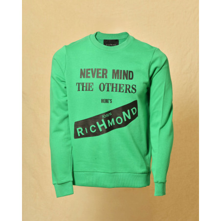 Sweat vert à inscription noire John Richmond