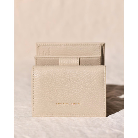 Portefeuille en cuir beige Liviana Conti
