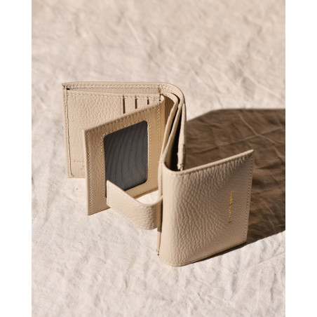 Portefeuille en cuir beige Liviana Conti