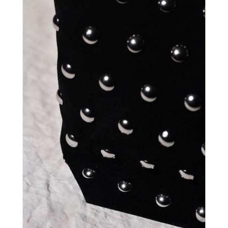 Sac en cuir noir à clous Liviana Conti