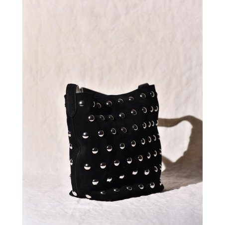 Sac en cuir noir à clous Liviana Conti