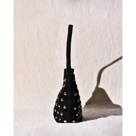 Sac en cuir noir à clous Liviana Conti