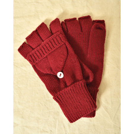 Mitaines convertibles 2 en 1 bordeaux Ka