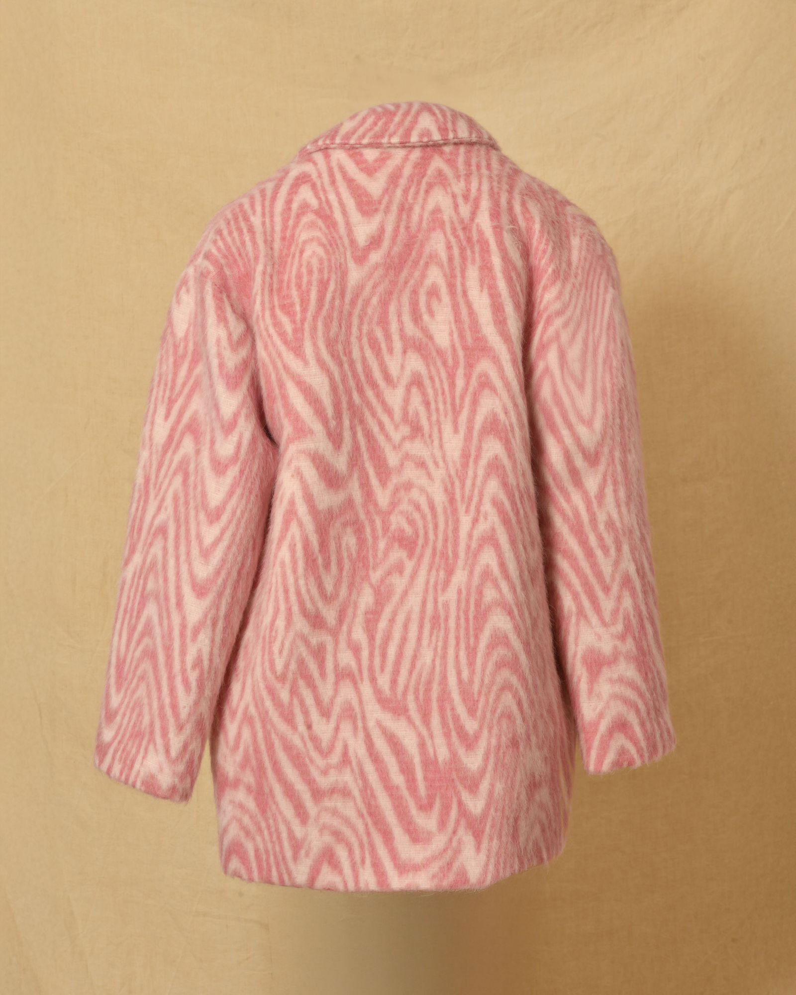 Manteau en laine rose à motifs Manuel Ritz