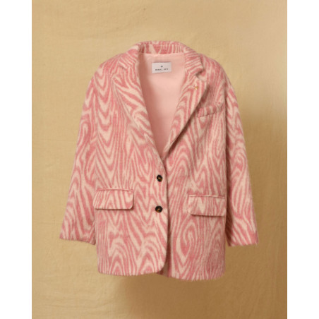 Manteau en laine rose à motifs Manuel Ritz
