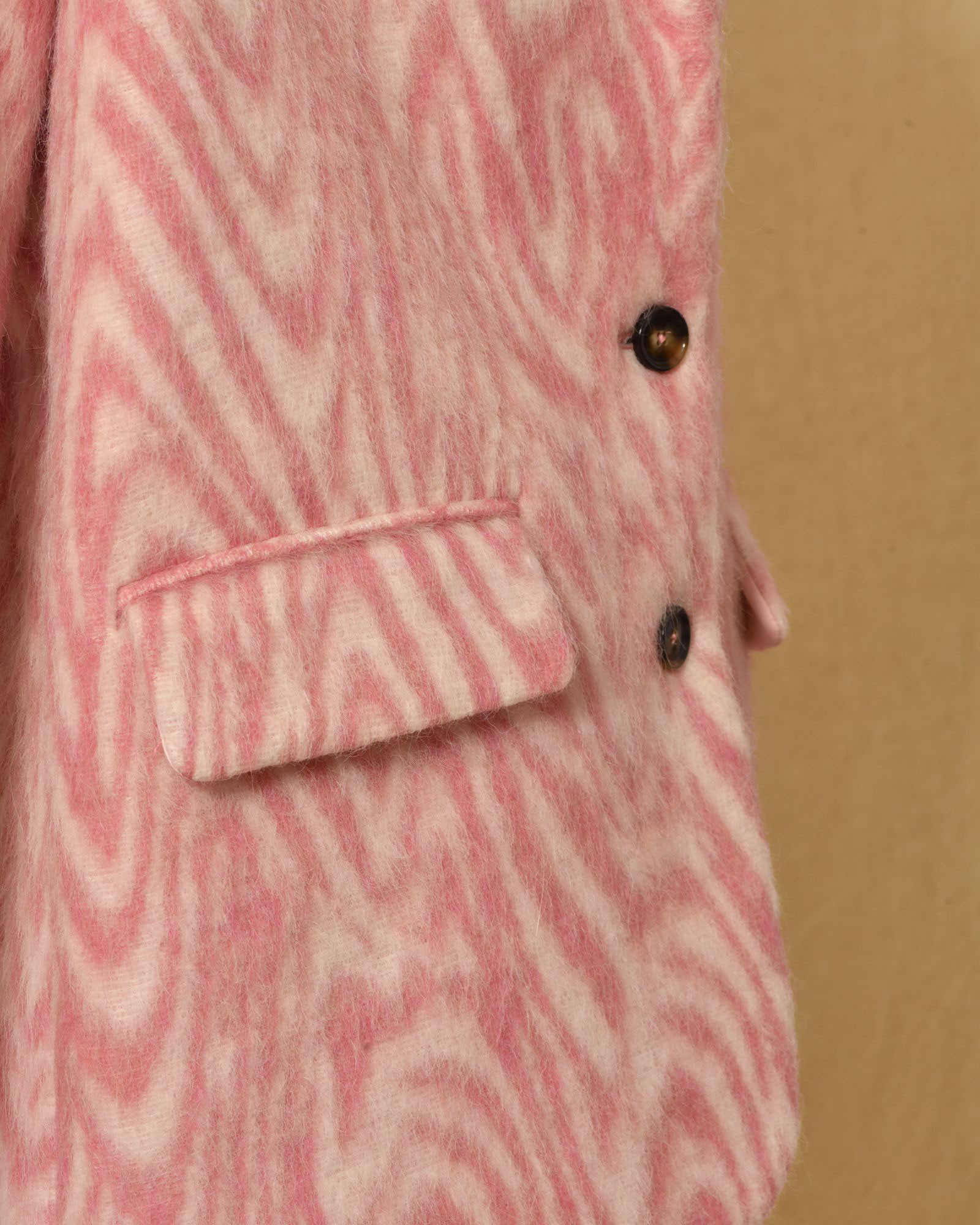 Manteau en laine rose à motifs Manuel Ritz