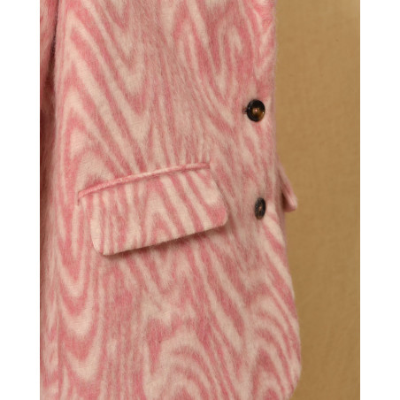 Manteau en laine rose à motifs Manuel Ritz