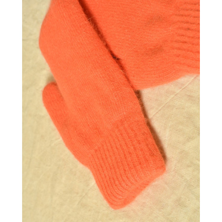 Moufles en angora corail Ka