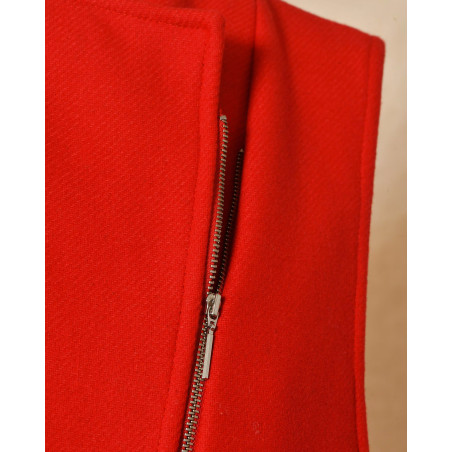 Gilet long rouge à fermeture zippée asymétrique Malloni