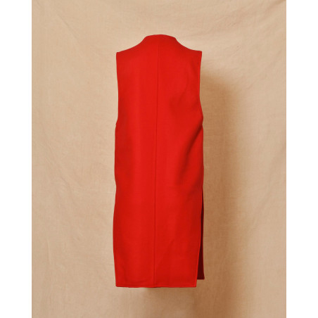 Gilet long rouge à fermeture zippée asymétrique Malloni