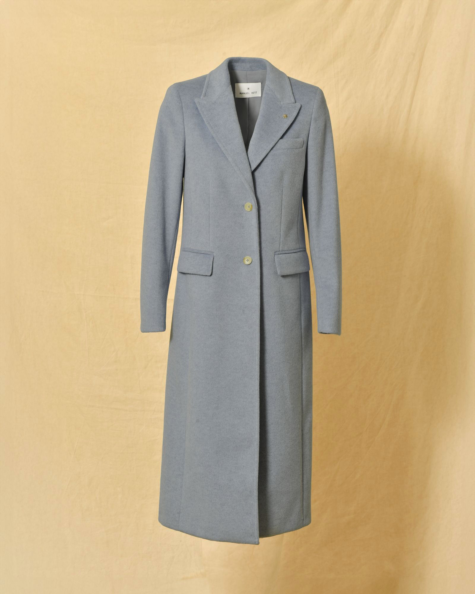 Manteau long à double boutonnage bleu Manuel Ritz
