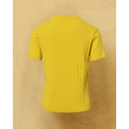 Pull en maille à manches courtes jaune Manuel Ritz