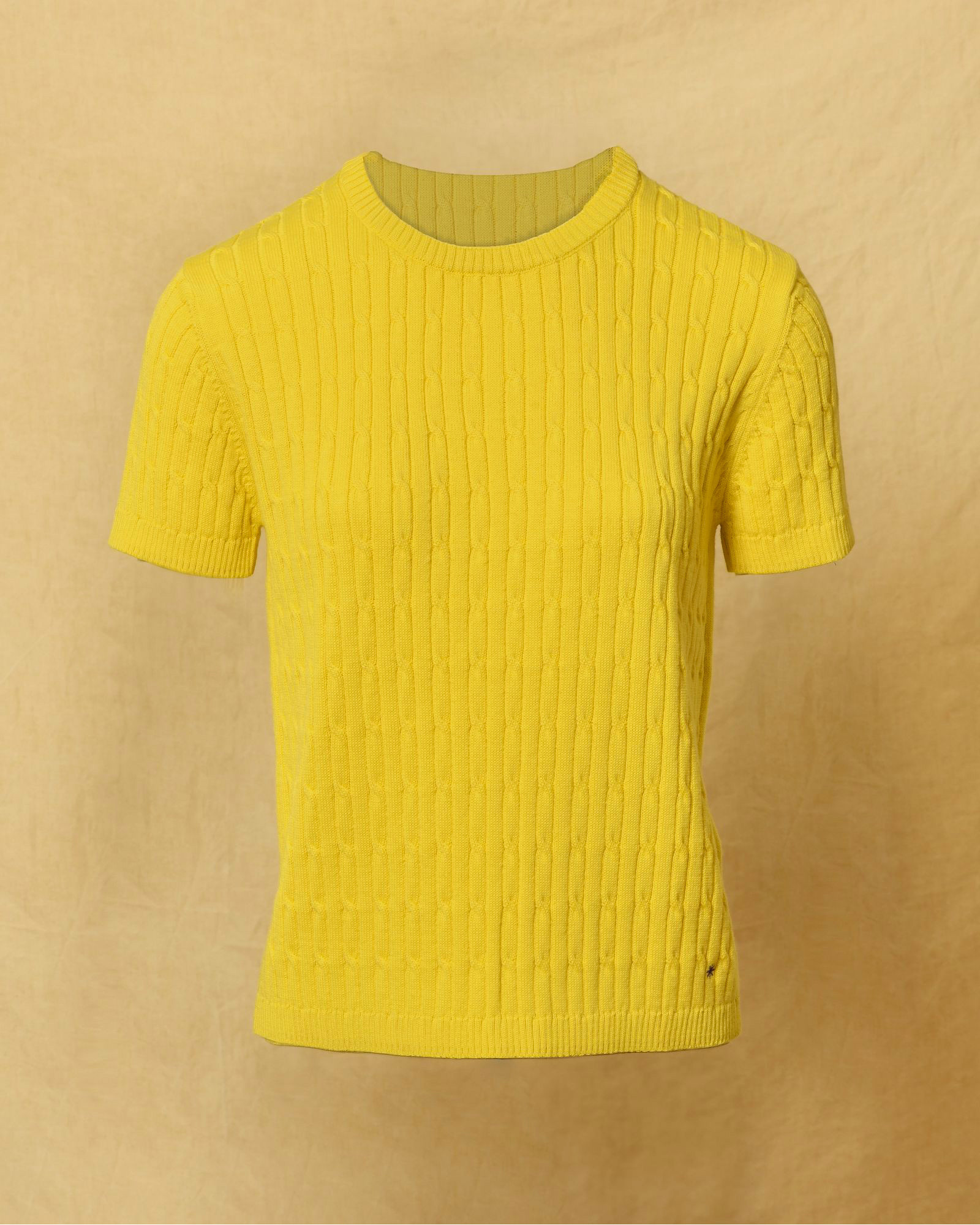 Pull en maille à manches courtes jaune Manuel Ritz