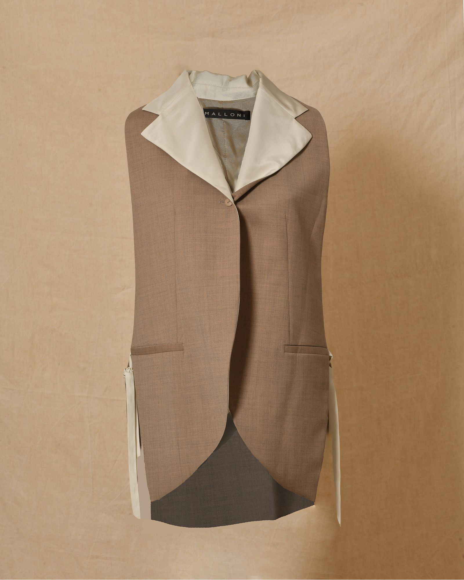 Veste tailleur sans manches beige à col contrastant Malloni