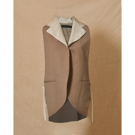 Veste tailleur sans manches beige à col contrastant Malloni