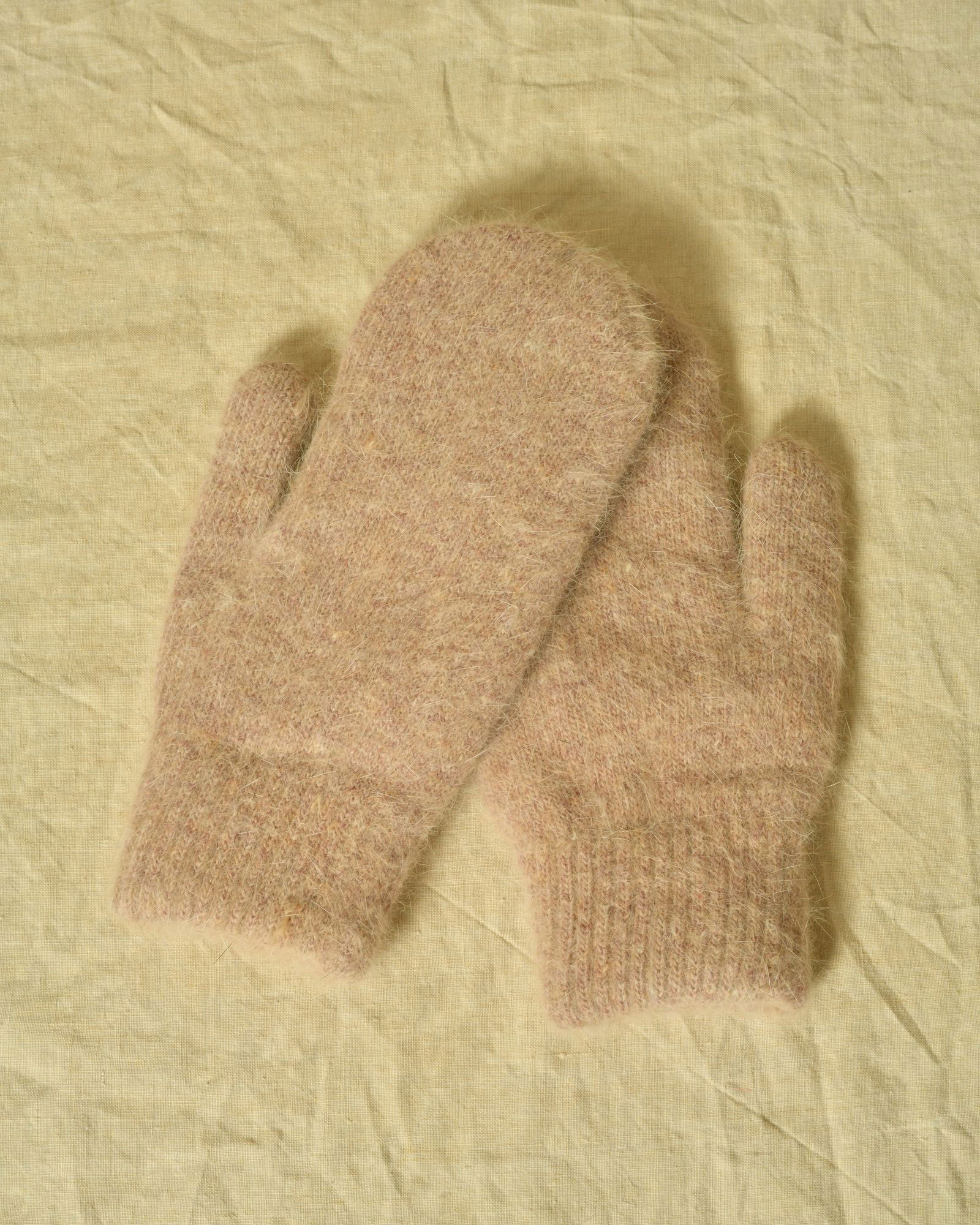 Moufles en angora beige Ka