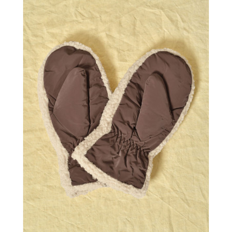 Moufles doublées effet mouton marron Ka