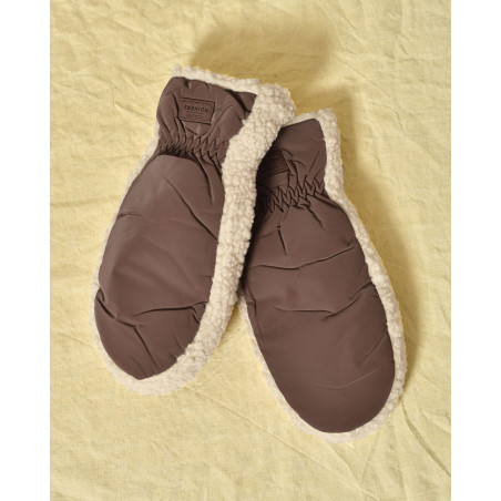 Moufles doublées effet mouton marron Ka