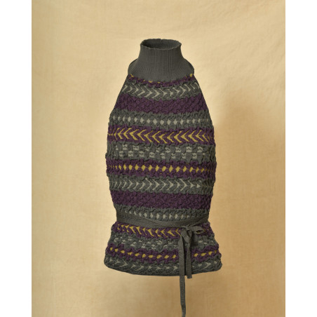 Top dos nu à col montant et motifs tricolore Malloni