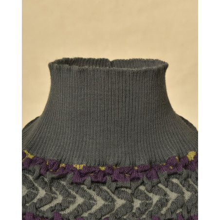 Top dos nu à col montant et motifs tricolore Malloni