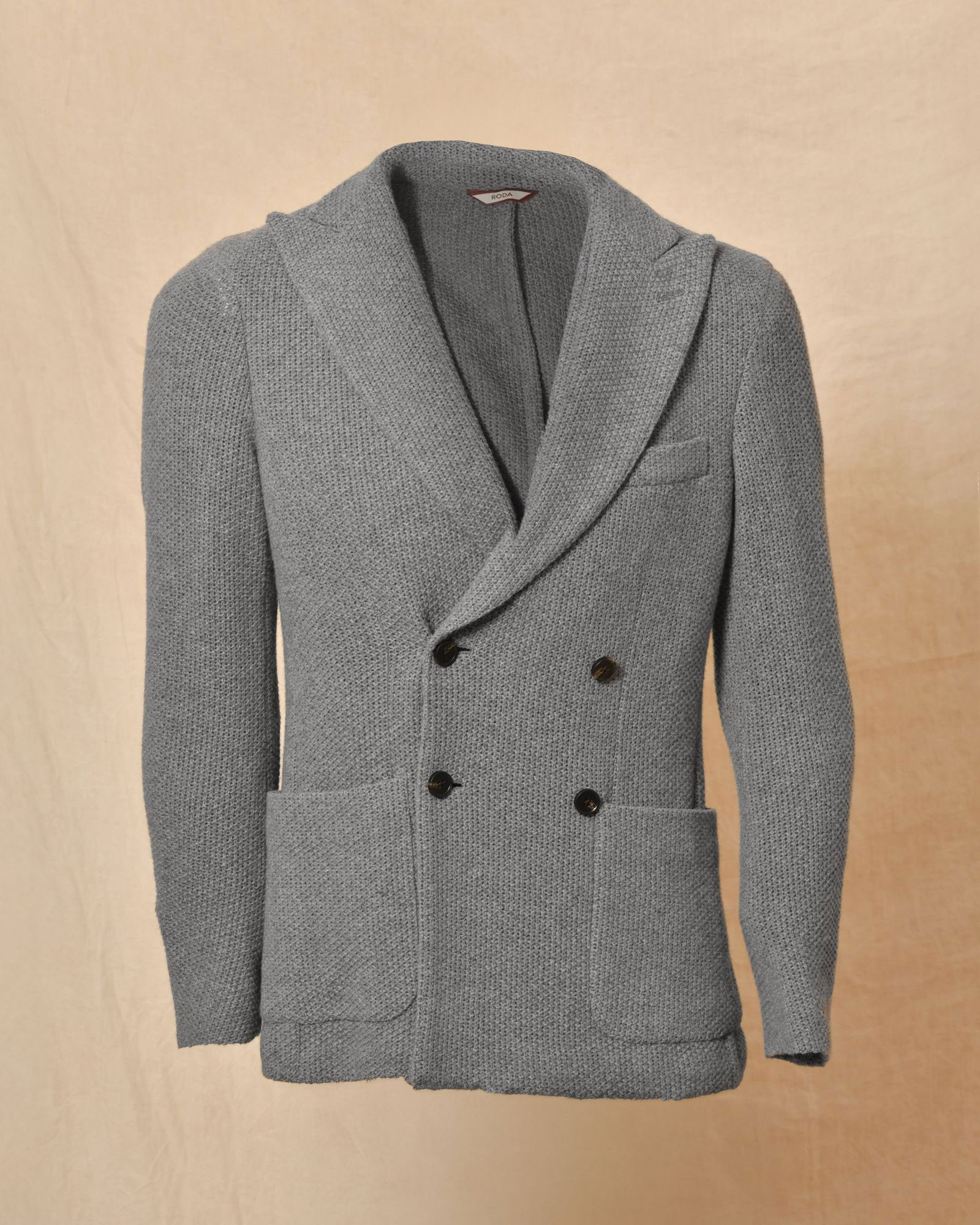 Veste en maille grise à double boutonnage Roda