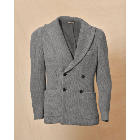Veste en maille grise à double boutonnage Roda