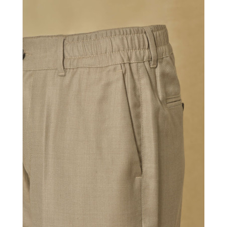 Pantalon en laine beige Cruna