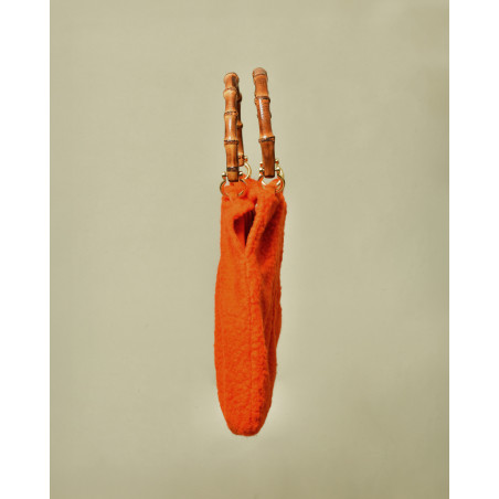 Sac à main orange à anse bambou Caterina Bertini