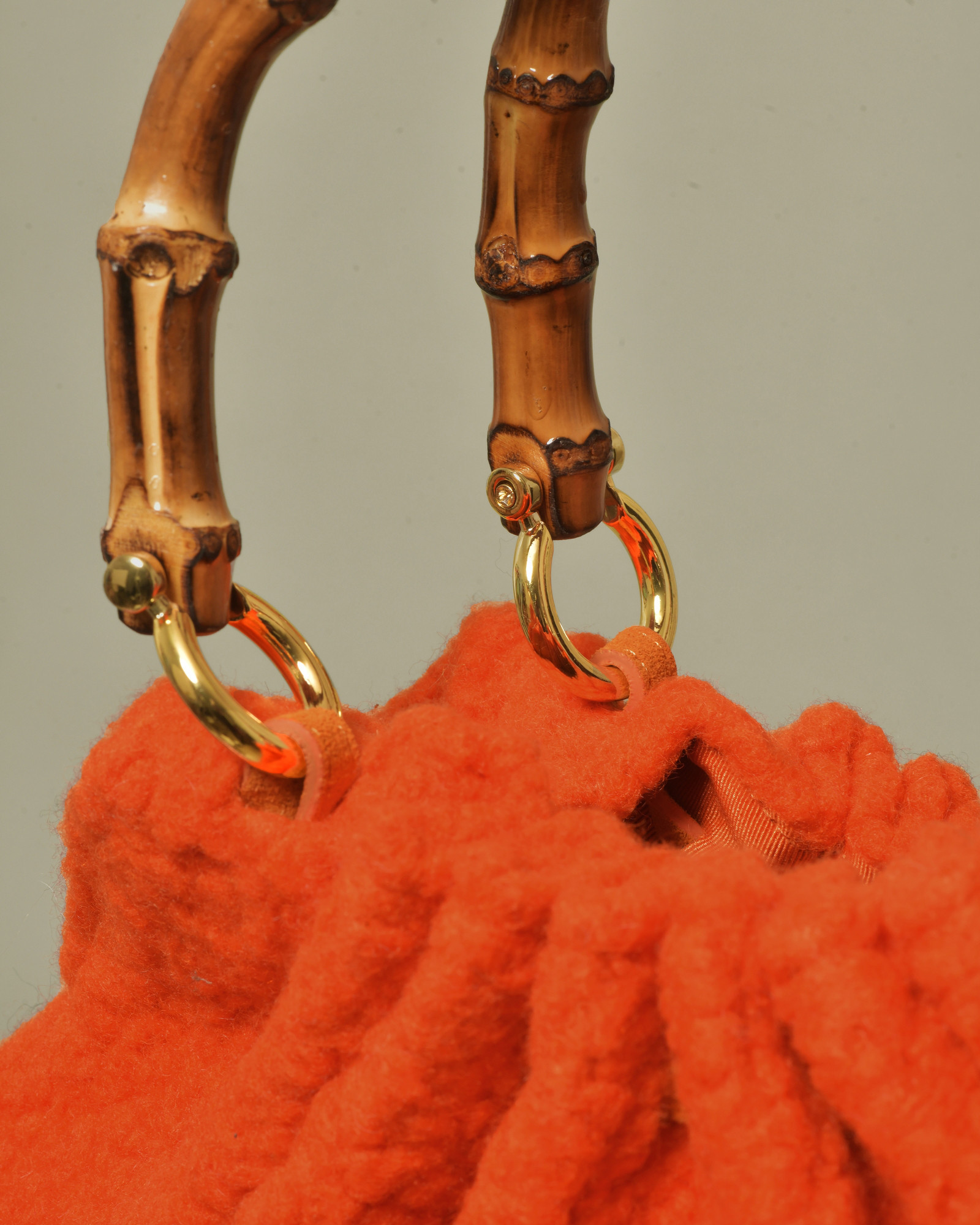 Sac à main orange à anse bambou Caterina Bertini