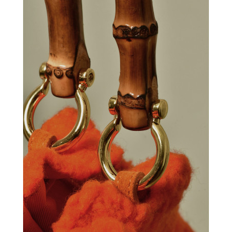 Sac à main orange à anse bambou Caterina Bertini