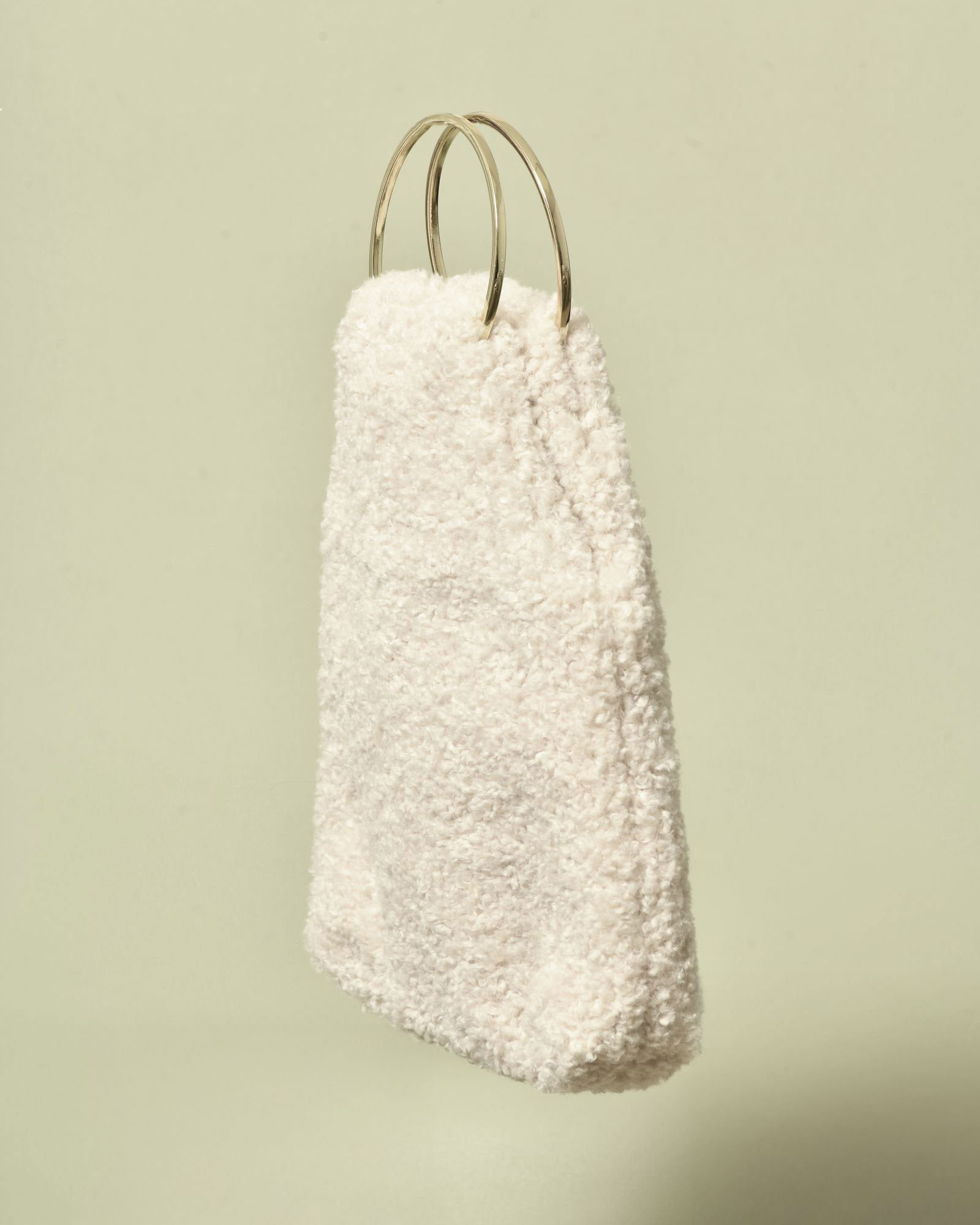 Sac à main en bouclette beige Caterina Bertini