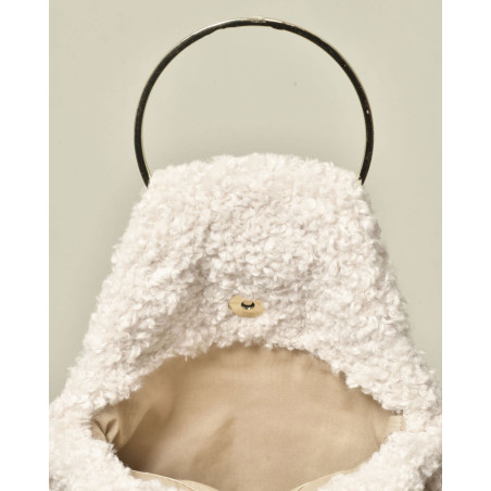 Sac à main en bouclette beige Caterina Bertini