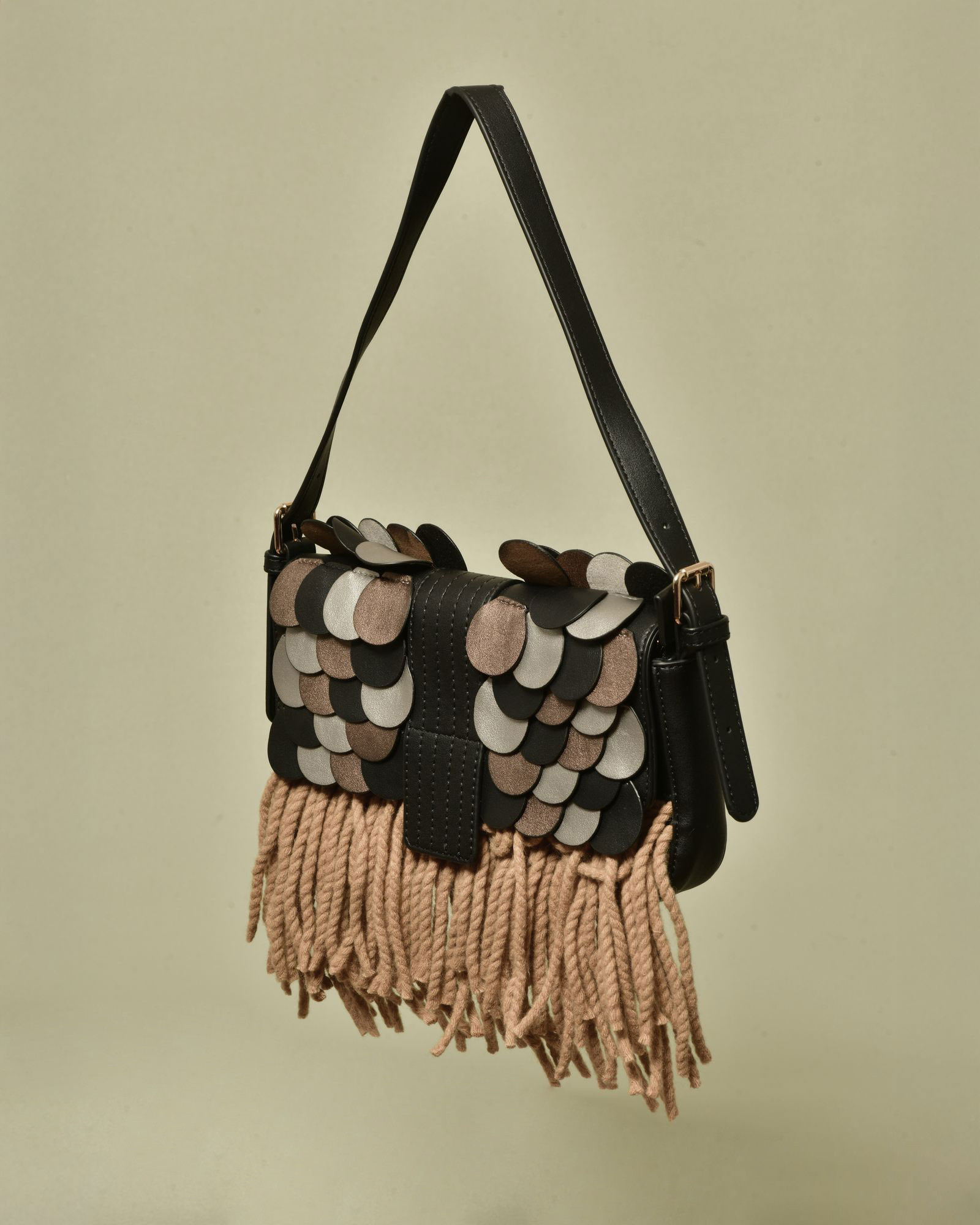 Sac à empiècements et franges en laine La Milanesa