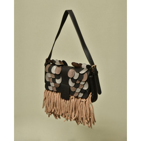 Sac à empiècements et franges en laine La Milanesa