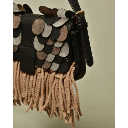 Sac à empiècements et franges en laine La Milanesa