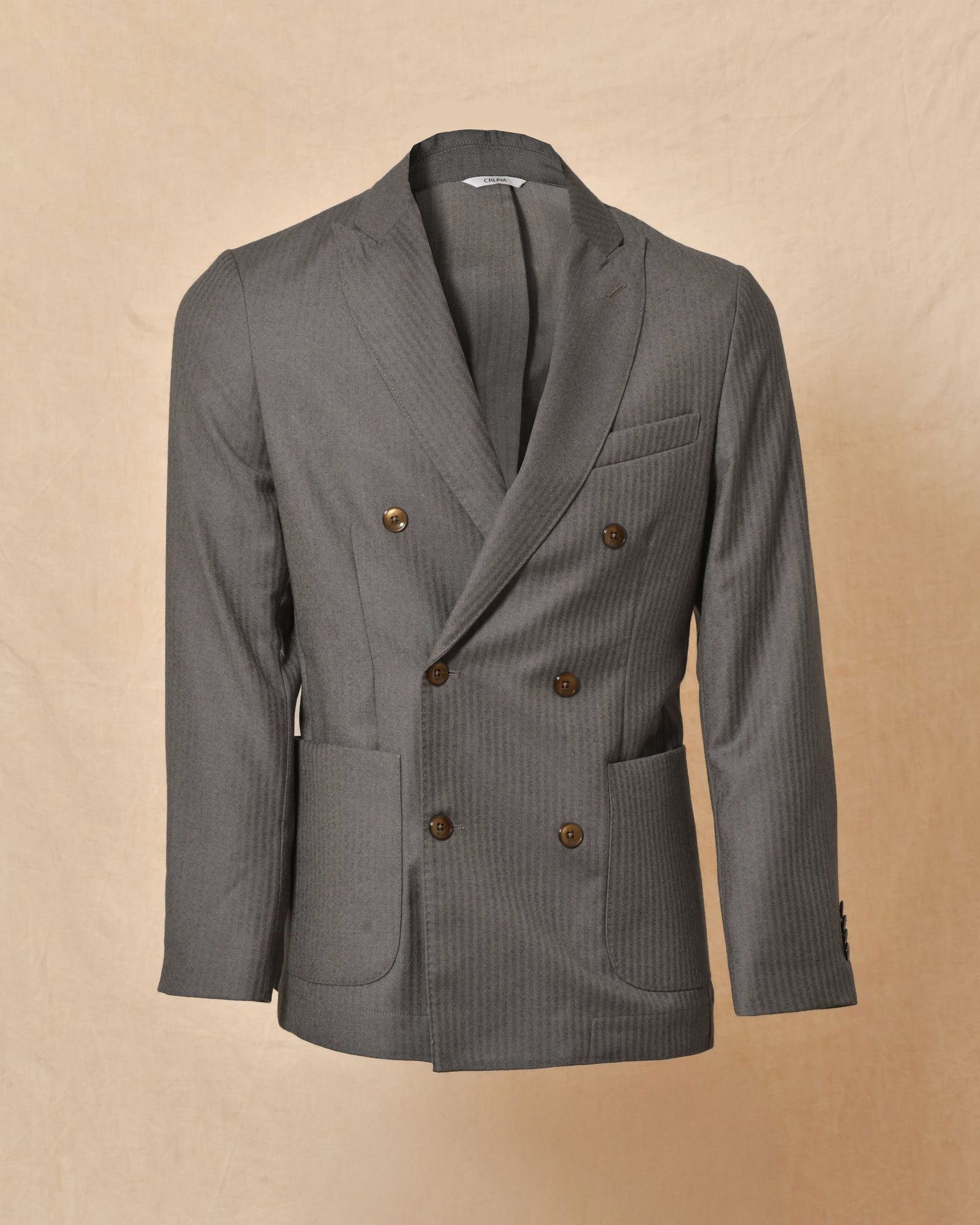 Veste blazer en laine à rayures taupe Cruna