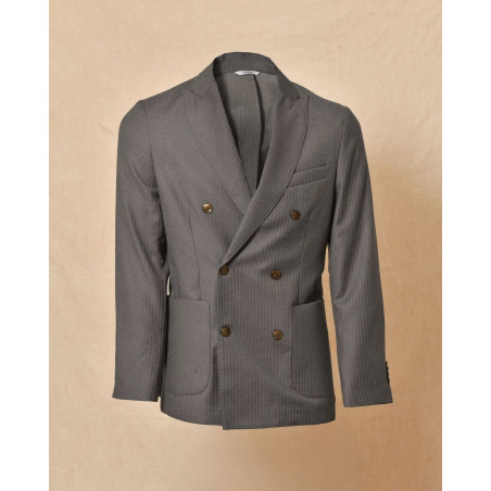 Veste blazer en laine à rayures taupe Cruna