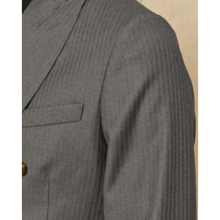 Veste blazer en laine à rayures taupe Cruna