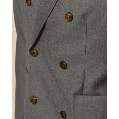 Veste blazer en laine à rayures taupe Cruna