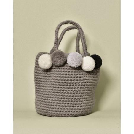 Sac seau en crochet avec pompons Caterina Bertini