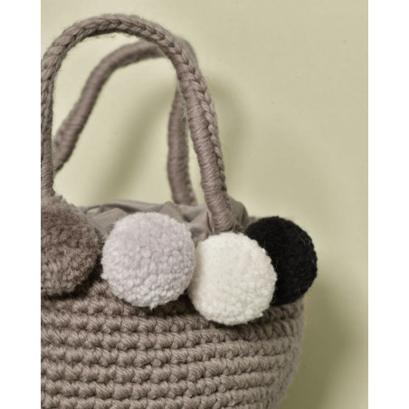 Sac seau en crochet avec pompons Caterina Bertini